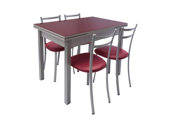 MESA RETANGULAR EXTENSÍVEL VIDRO BORDEAUX CHIADO - Image 3