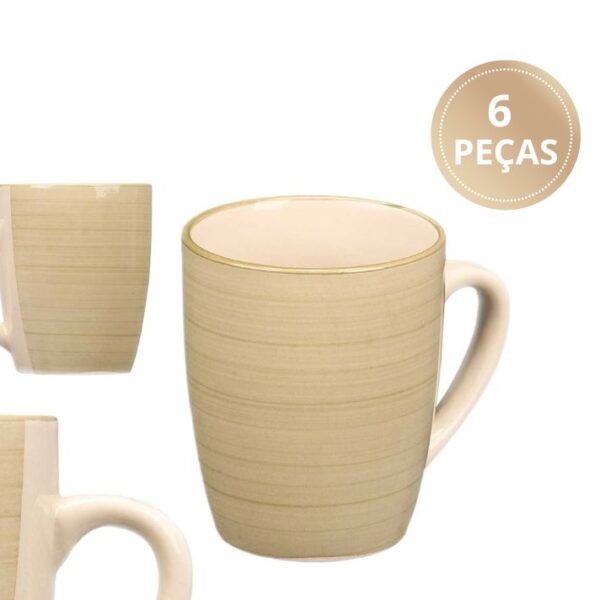 CONJUNTO CANECAS GRES 6 P. VERDE ESPIRAL VESSIA