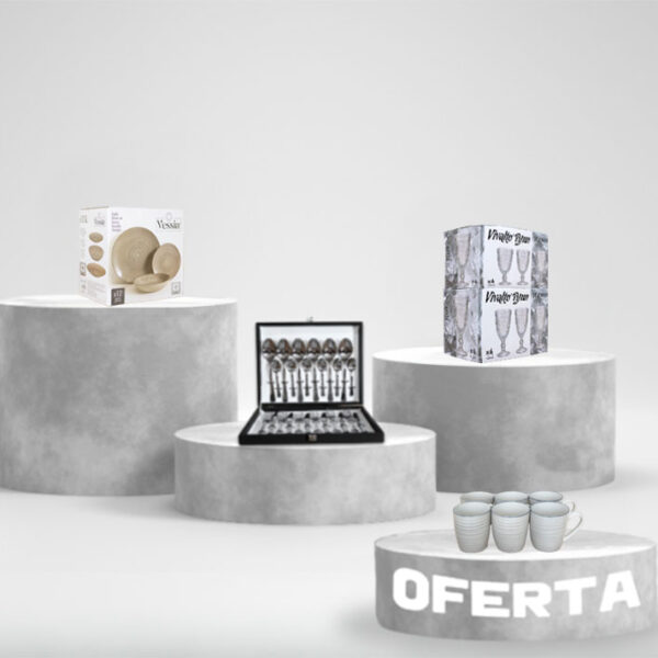 CONJUNTO SERVIÇO MESA CINZA ESPIRAL VESSIA